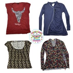 Y2K Vintage Printed & Graphic Top Bundle – 14pcs W..