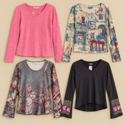 Vintage Floral & Artsy Long Sleeve Tops