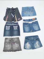 Vintage Denim Mini Skirt Bundle: Assorted Washes &..