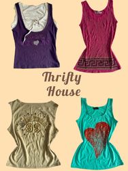 Y2K Rhinestone & Graphic Tank Tops(TH/553)