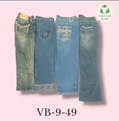 Y2K Vintage Embroidered Denim Capri Wholesale Bund..
