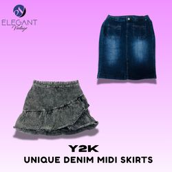 Y2K Unique Denim Midi Skirts - EV1419