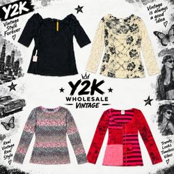 Camiseta de manga longa em rede europeia Y2K com c..