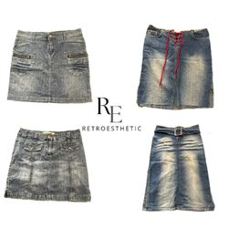 Y2K Paris Hilton Era Girl Denim Midi Skirts RE-376..