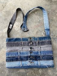Upcycled Denim Jeans Belts Cross Body Bag