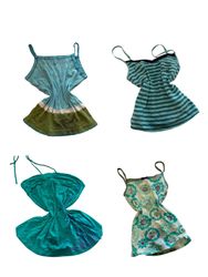 Y2K Teal Striped Lace Trim Cami Tops-ST-241