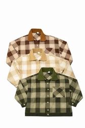 CR1240 Upcycled Plaid Cord-Trim Work Jacket