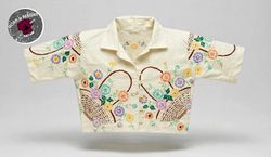 Upcycled table cover cropped tee
