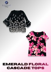 Y2K Emerald Floral Cascade Tops - EV2311