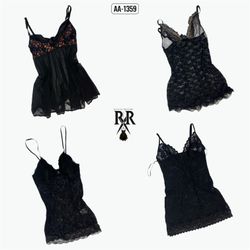 Y2k Black Gothic Lingerie Tops (AA-1359)