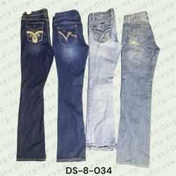 Y2K Butterfly Embroidered Flare Denim Jeans (DS-8-..