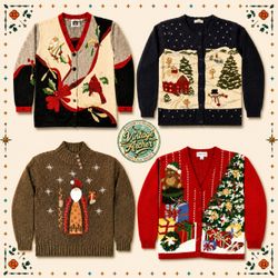 Vintage Christmas Novelty Knitwear Mix Bundle 10pc..