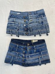 Upcycle Denim Belted Skirt (Dv-08)