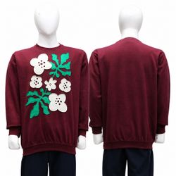 CR1981 UPCYCLED FLORAL APPLIQUÉ CREWNECK SWEATSHIR..