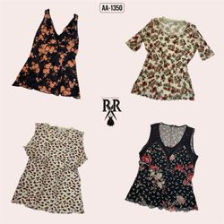 Y2k Black Floral Mix Tops (AA-1350)