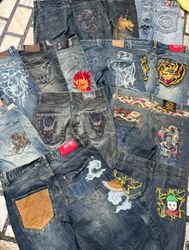 Japanese embroidery tatto jeans bundle