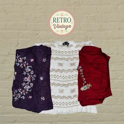 Vintage Embroidered Bird & Floral Knitwear