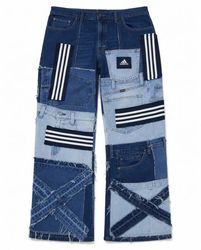CR02193 Upcycled Adidas Denim Patchwork Wide-Leg J..