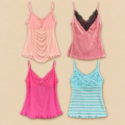 Y2K Coquette Lace Cami Tops