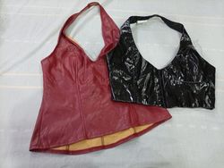 CR10770 Upcycled Leather Halter Tops