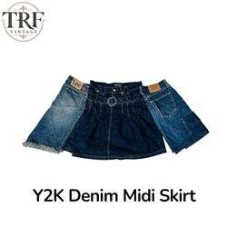 YW-009/ y2k midi denim skirt