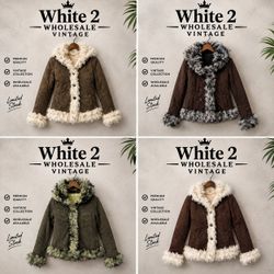 Y2K Vintage Faux Fur Suede Jackets Bundle – Women’..
