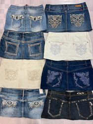 R703 Ladies Upcycled Embellished Mini Skirts
