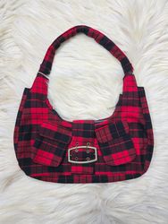 UPCYCLED BUCKLED TARTAN BAG