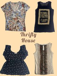 Y2K Printed Blouses and Graphic Tank Tops(TH/903)