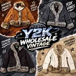Y2K Vintage Faux Fur Suede Jackets Bundle – Women’..
