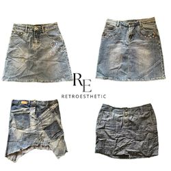 Y2K Paris Hilton Era Girl Denim Midi Skirts RE-378..