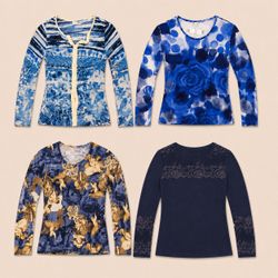 Y2K Blue Dream Long-Sleeve Tops