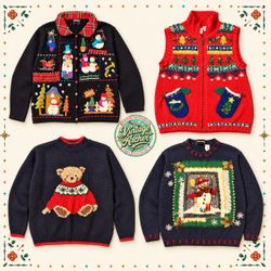 Vintage Heavy Knit Novelty Jumpers Mix:10pcs (S3)