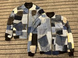 Upcycled Patchwork Denim Bomber Jackets