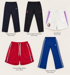 Mix branded track pants and shorts