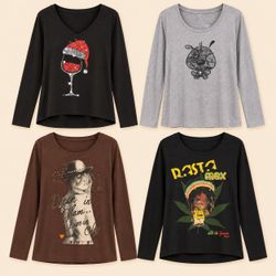 Y2K Graphic Long-Sleeve Tops
