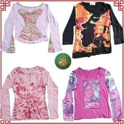 Vintage Y2K Ladies Long Sleeve Blouses Trendy Retr..