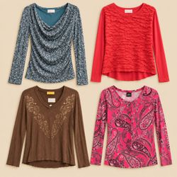 Y2K Feminine & Paisley Long-Sleeve Tops