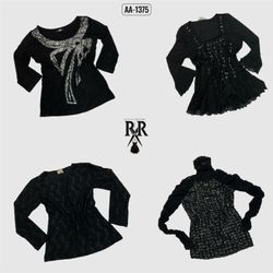 Y2k Black Gothic Full Sleeve Tops (AA-1375)