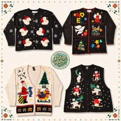 Vintage Heavy Knit Novelty Xmas Mix Jumpers: 10pcs..