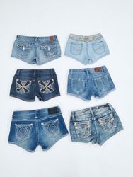 Embellished Denim Mini Shorts Bundle – Y2K Rhinest..