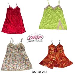 Satin Lace Trim Slip Dresses(DS-10-262)