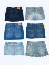 Y2K Aesthetic Girls Denim Micro Skirts(VM-109)