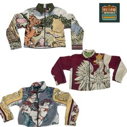 Upcycled Front Zipper Tapestry Jacket