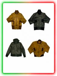 Y2K Unisex Leather Bomber Jackets – Vintage AB Gra..