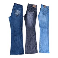 Y2K Vintage Flare Bootcut Jeans Embroidered Pocket..