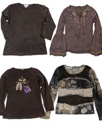 Y2K Vintage Printed T-Shirts and Sheer Blouse (TR-..