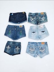 Y2K Embellished Denim Shorts | Sexy Low Waisted Je..