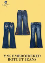 Y2K Embroidered Bootcut Jeans - EV0009