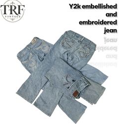 Y2k embroidery and embellished jeans #150